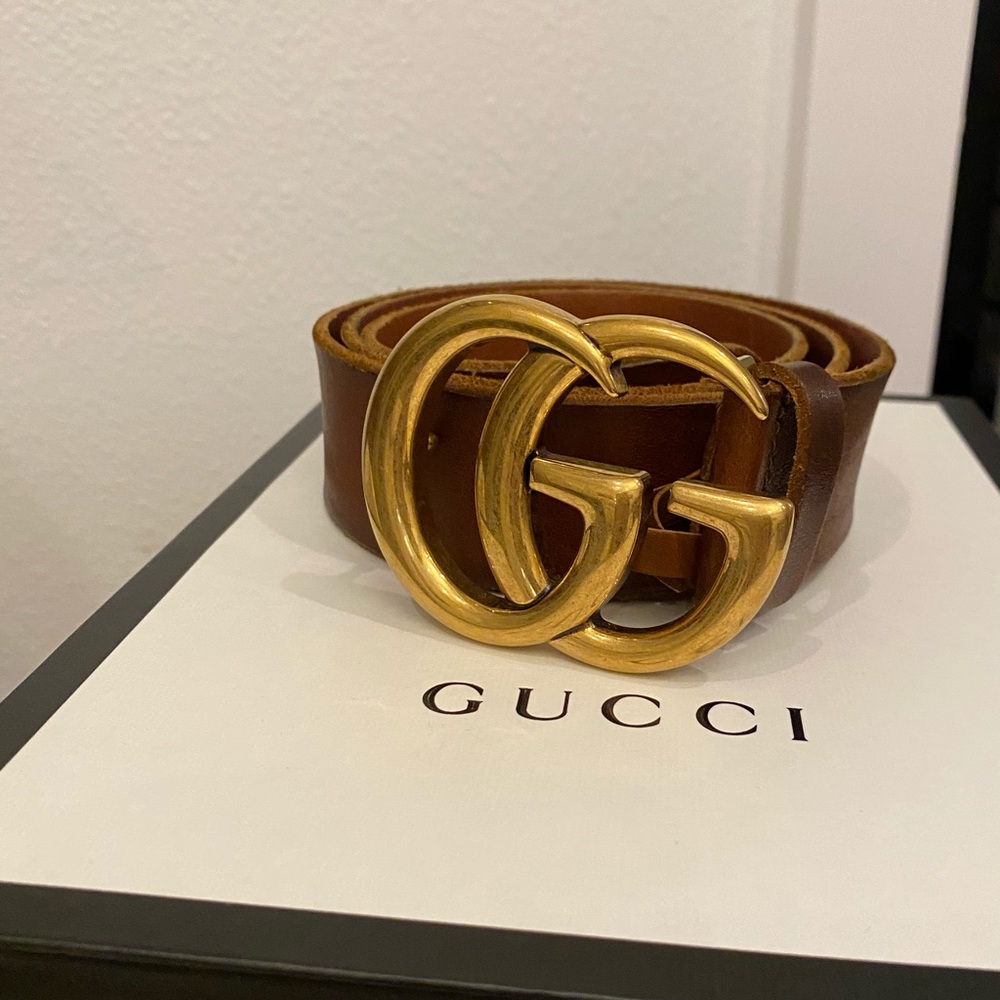 Gucci Brown Belt with Gold Buckle